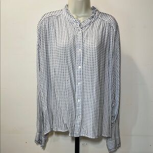 LOFT Black and White Button Down Shirt Classic Top